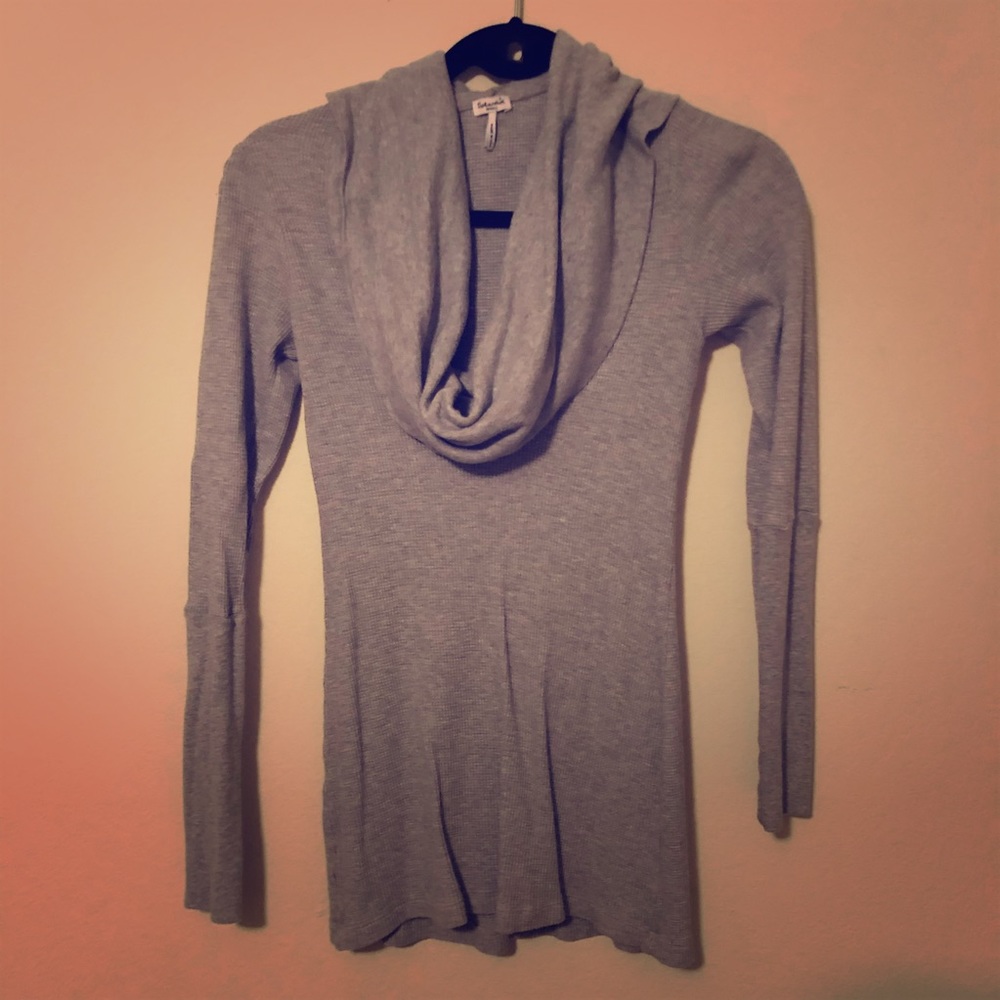 Splendid cowl neck thermal long sleeve shirt gray